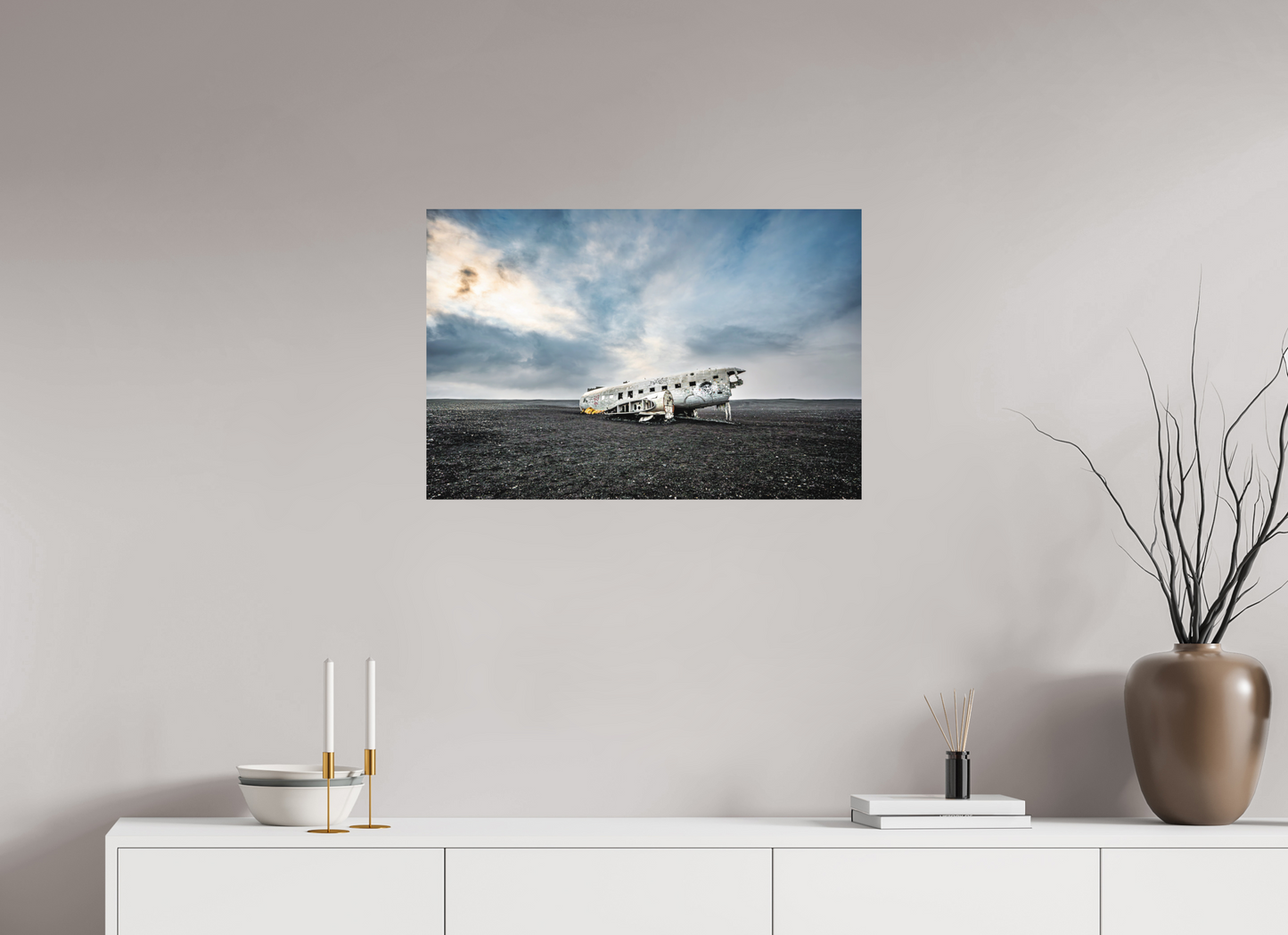 75 x 50 cm, Hahnemühle Photo Rag Bright White DC-3 Wrack am Sólheimasandur