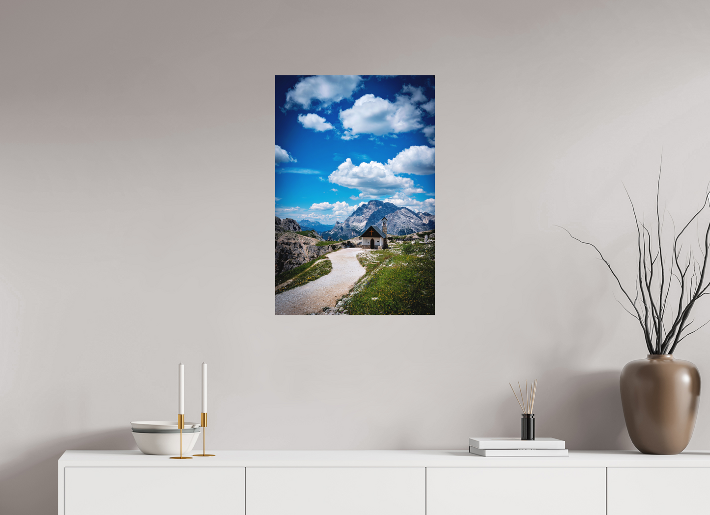 50 x 75 cm, Hahnemühle Photo Rag Bright White Kapelle über den Dolomiten