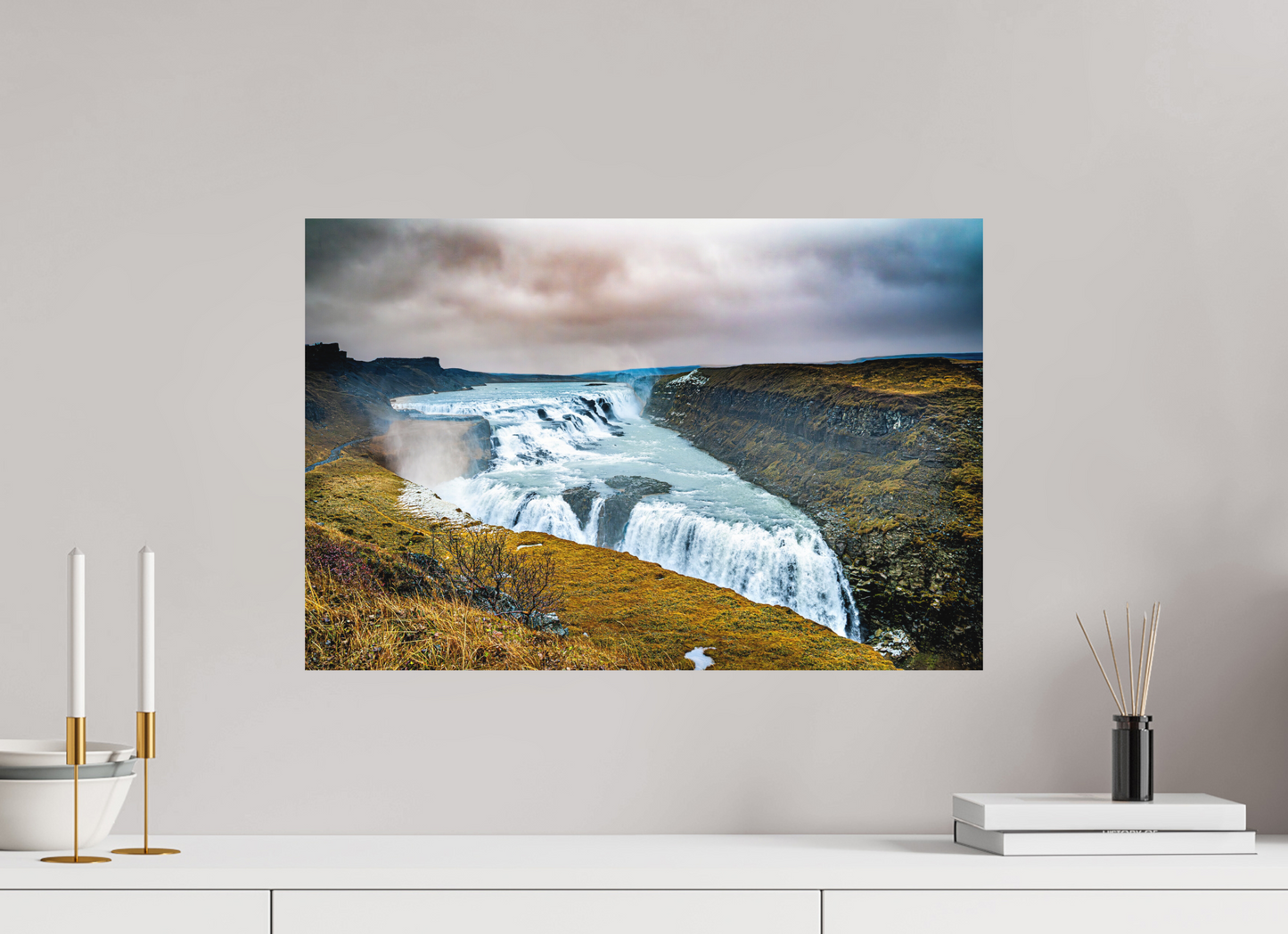 60 x 40 cm, Hahnemühle Photo Rag Bright White Gullfoss – Kraft der zwei Stufen