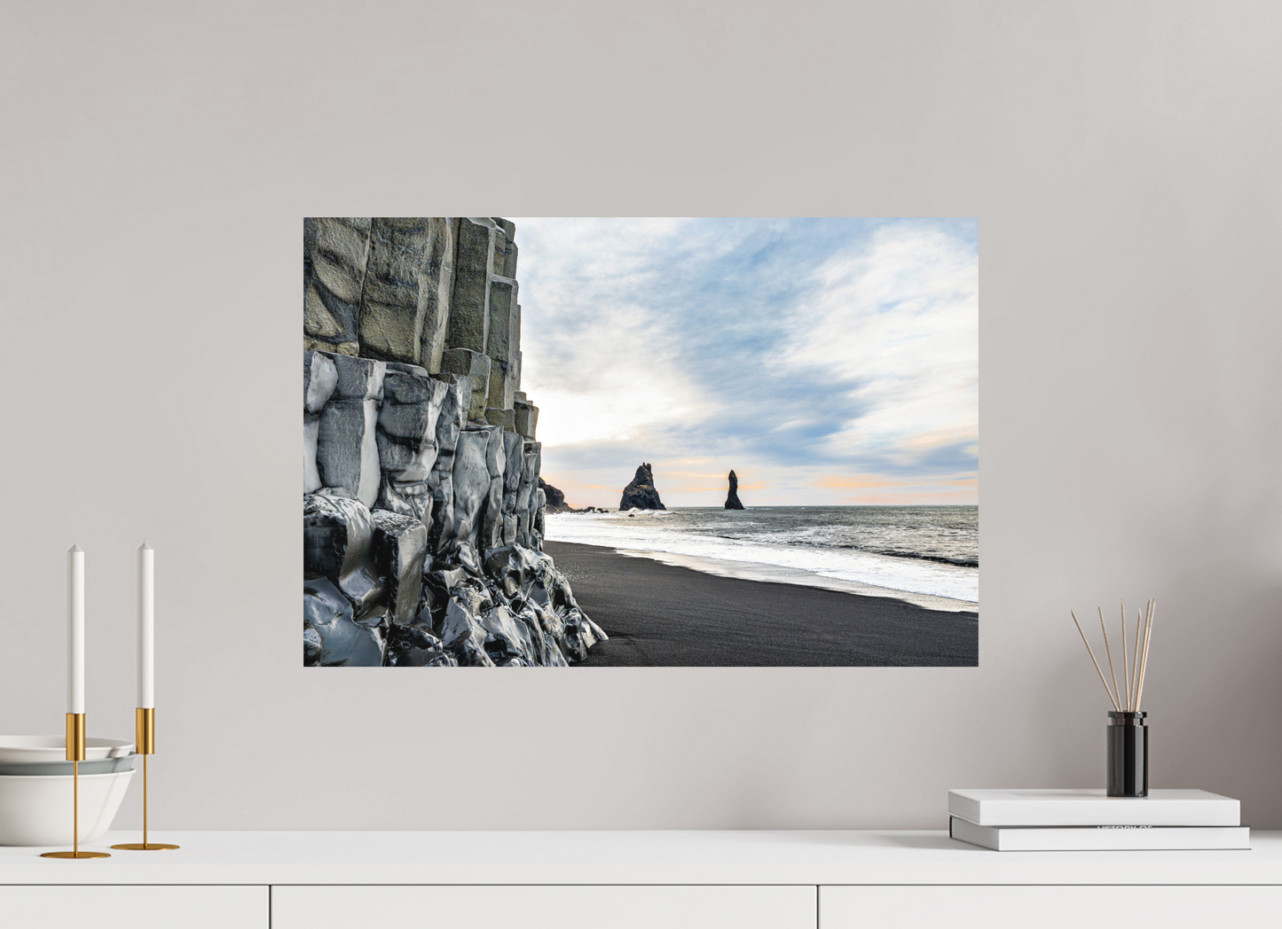 60 x 40 cm, Hahnemühle Photo Rag Bright White Reynisfjara – Basalt im Winterlicht
