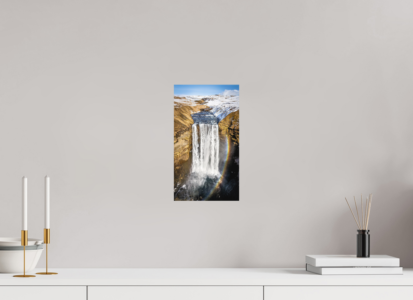 18 x 32 cm, Hahnemühle Photo Rag Bright White Regenbogen im Skógafoss