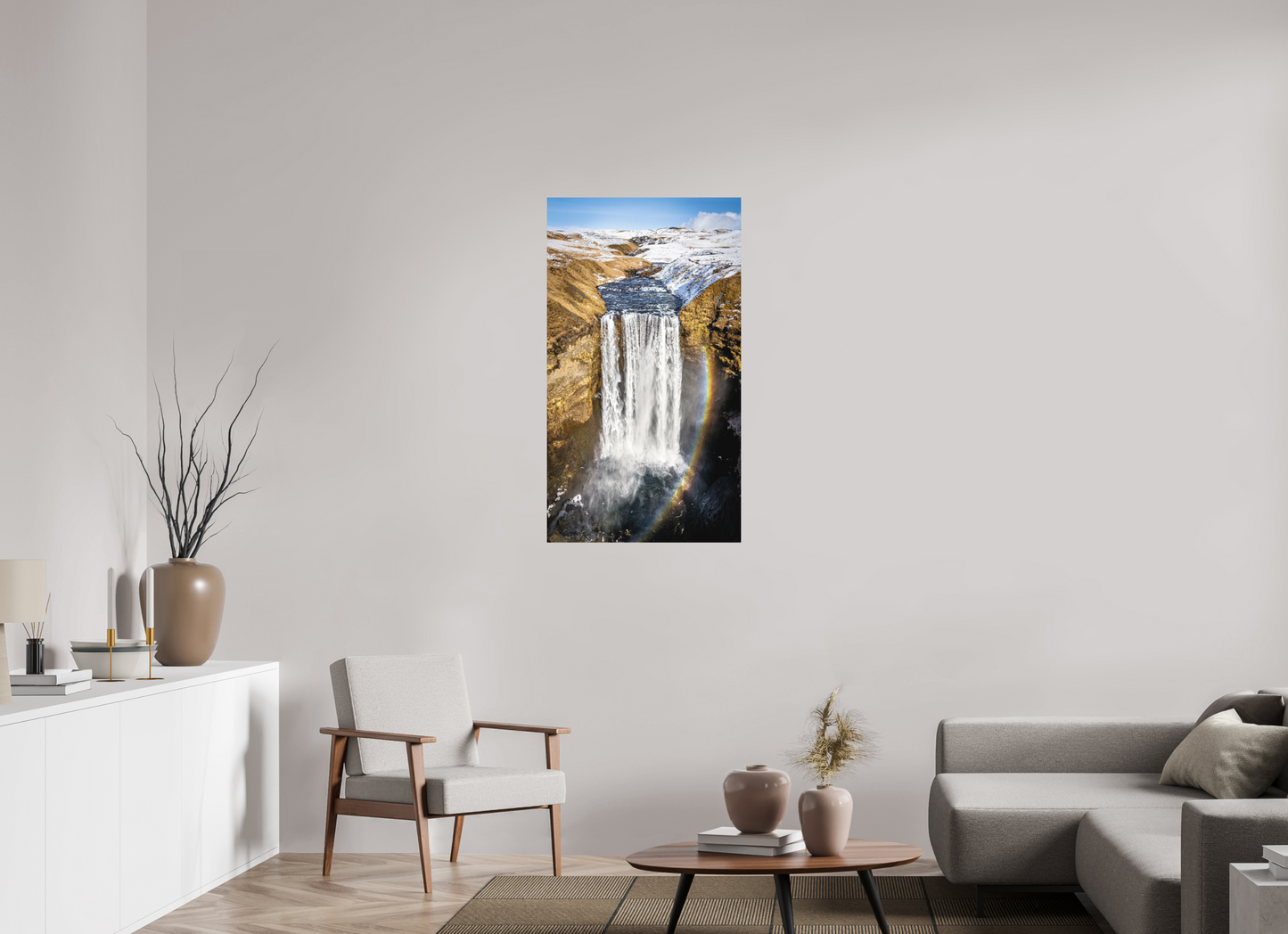 63 x 112 cm, Hahnemühle Photo Rag Bright White Regenbogen im Skógafoss