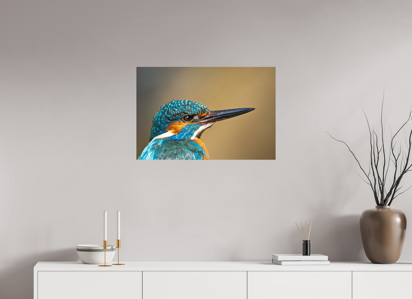 75 x 50 cm, Hahnemühle Photo Rag Bright White Eisvogel im Portrait