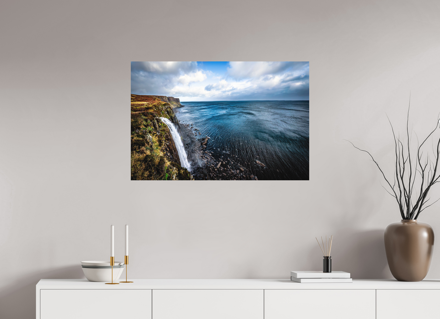 90 x 60 cm, Hahnemühle Photo Rag Bright White Kilt Rock Falls – Kraft der Küste