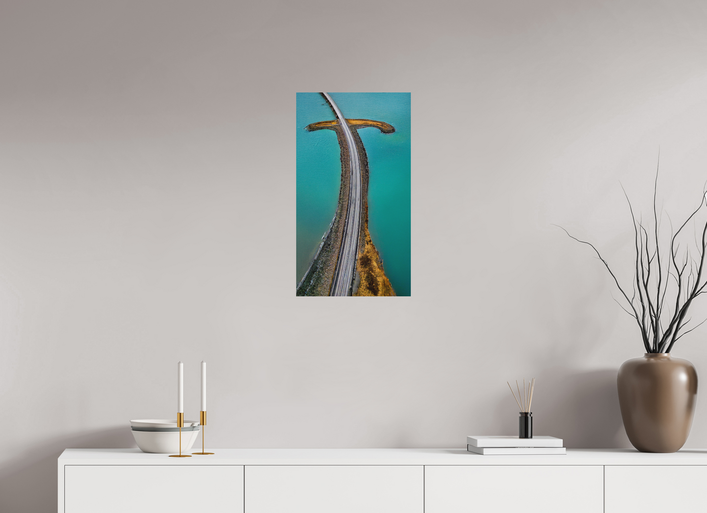 36 x 64 cm, Hahnemühle Photo Rag Bright White Straße durchs Türkis