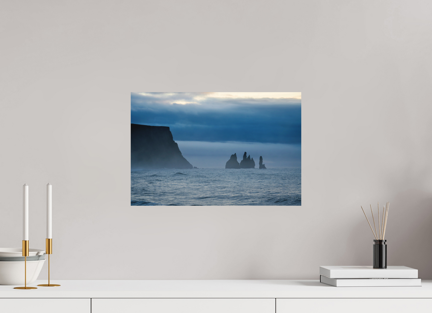 45 x 30 cm, Hahnemühle Photo Rag Bright White Reynisdrangar im Nebel