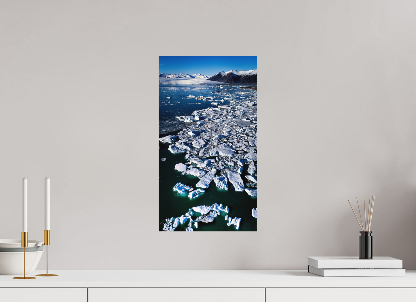 27 x 48 cm, Hahnemühle Photo Rag Bright White Jökulsárlón aus der Höhe