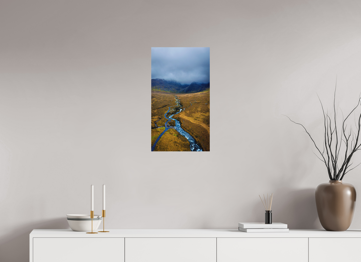 36 x 64 cm, Hahnemühle Photo Rag Bright White Flussadern im Nebel der Cuillin Mountains