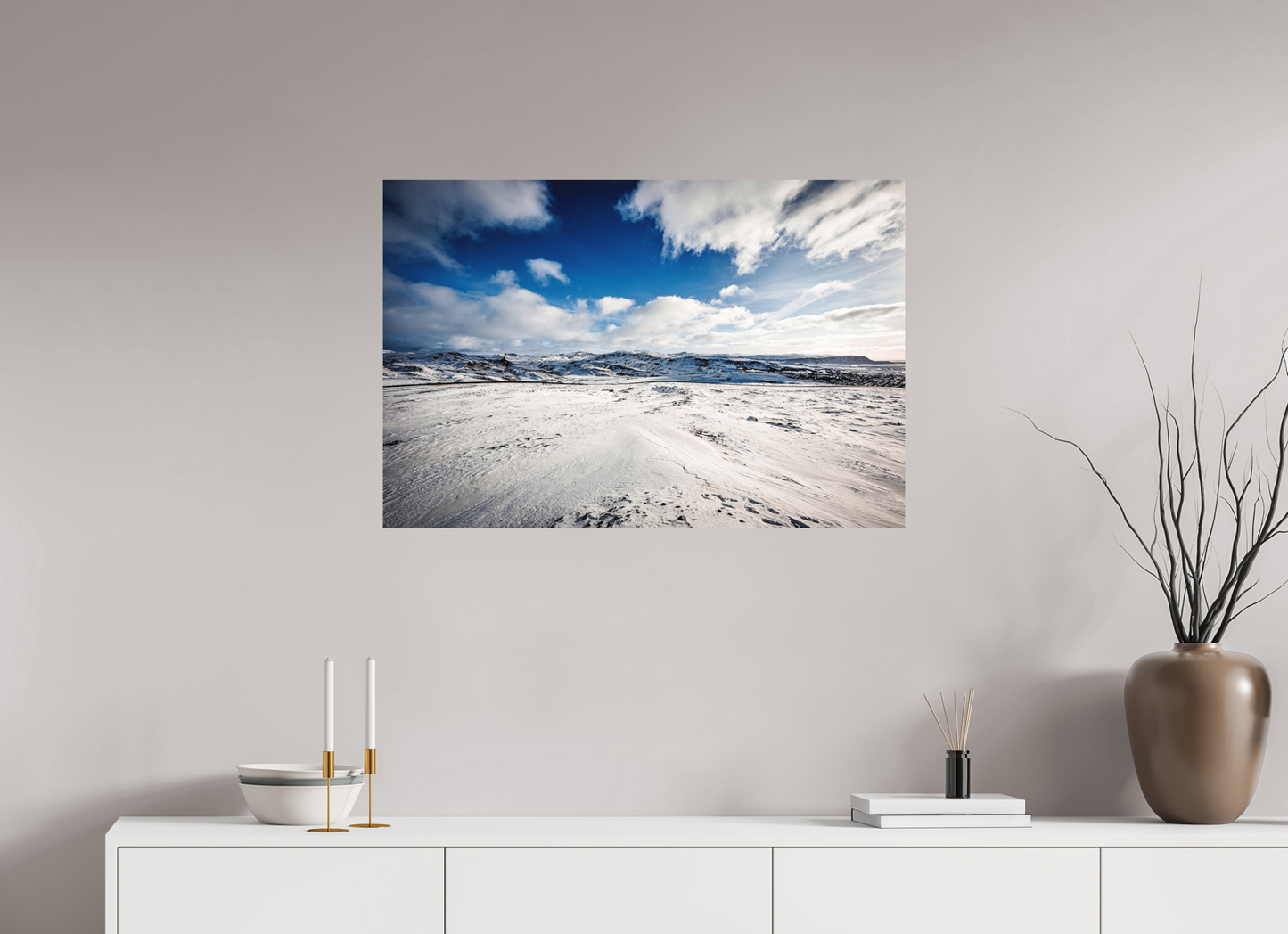 90 x 60 cm, Hahnemühle Photo Rag Bright White Winterweite über dem isländischen Hochland