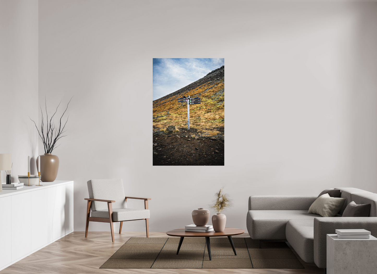 100 x 150 cm, Hahnemühle Photo Rag Bright White Wegweiser ins isländische Hochland