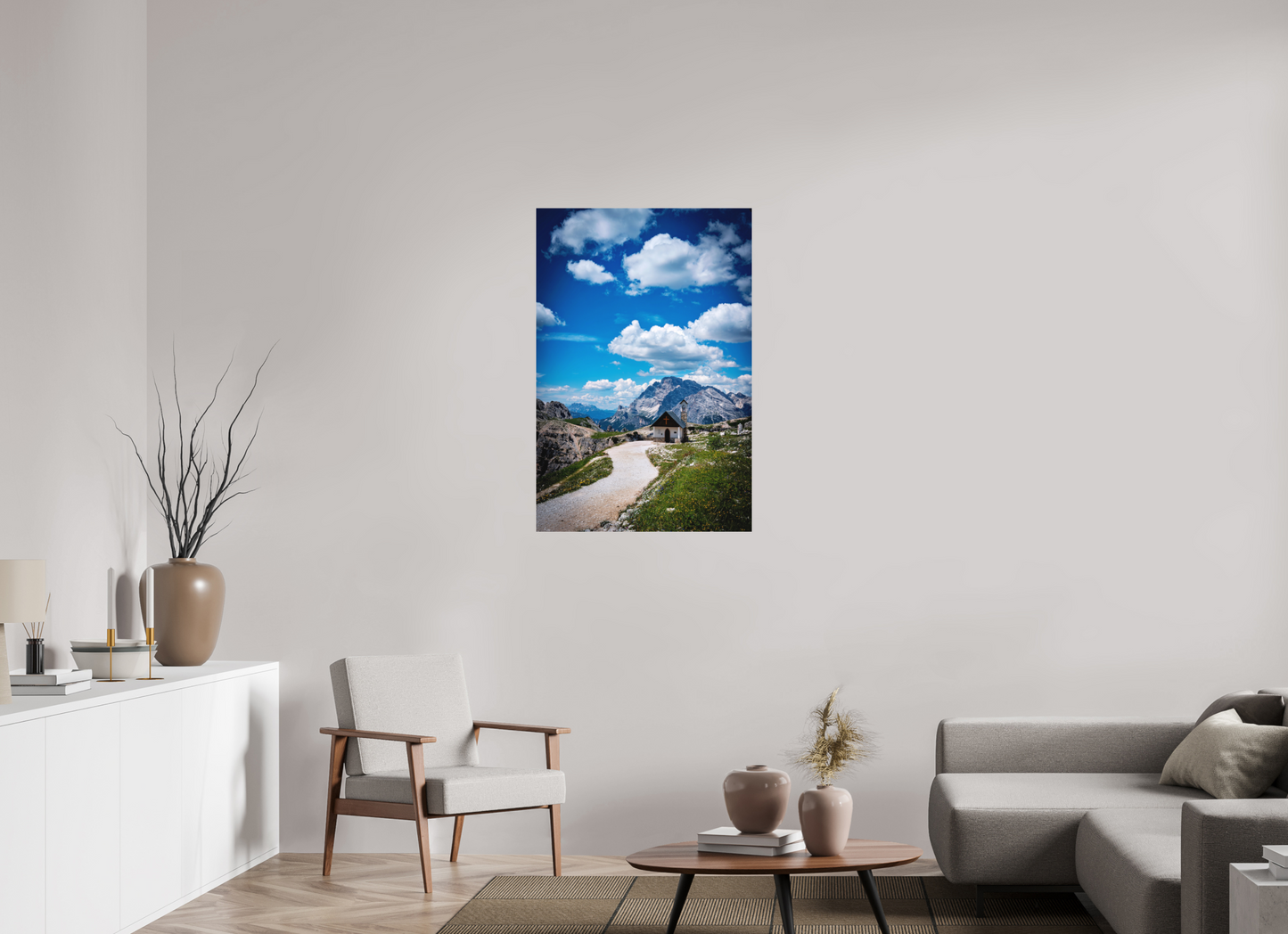 70 x 105 cm, Hahnemühle Photo Rag Bright White Kapelle über den Dolomiten