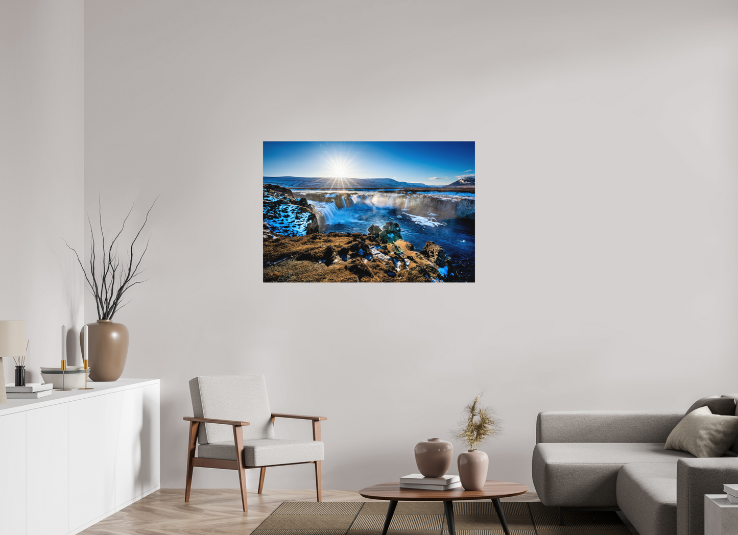 120 x 80 cm, Hahnemühle Photo Rag Bright White Goðafoss im Winterlicht
