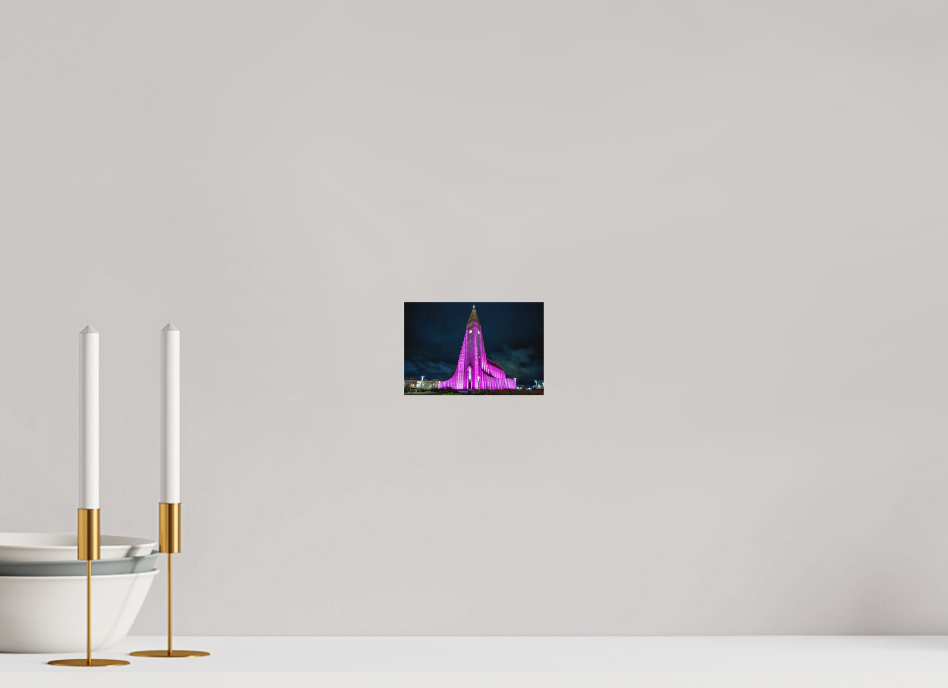 15 x 10 cm, Hahnemühle Photo Rag Bright White Hallgrímskirkja in Pink – Reykjavík