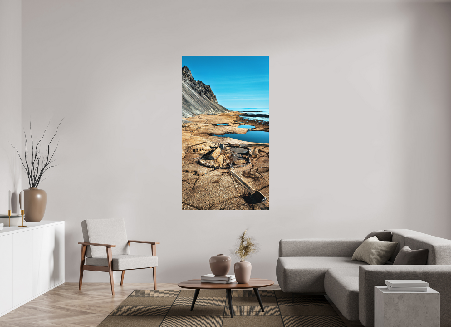 99 x 176 cm, Hahnemühle Photo Rag Bright White Wikingerdorf am Fuß des Vestrahorn