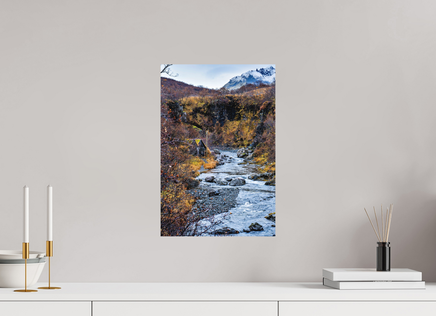 30 x 45 cm, Hahnemühle Photo Rag Bright White Hütte am Gletscherfluss