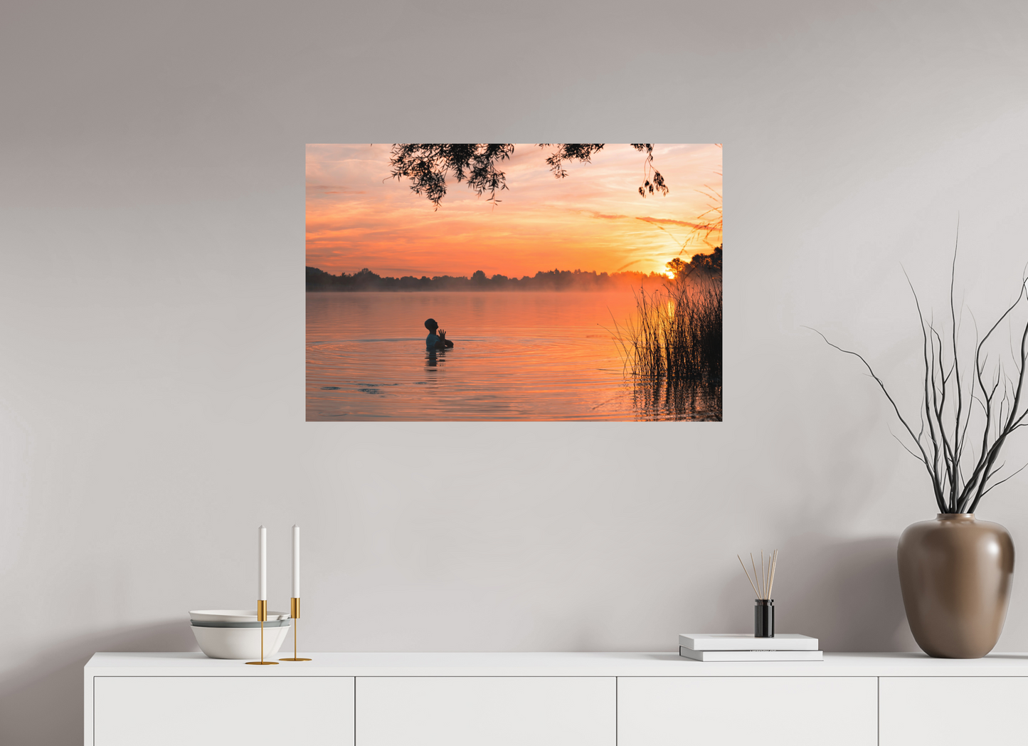 90 x 60 cm, Hahnemühle Photo Rag Bright White Yoga im See