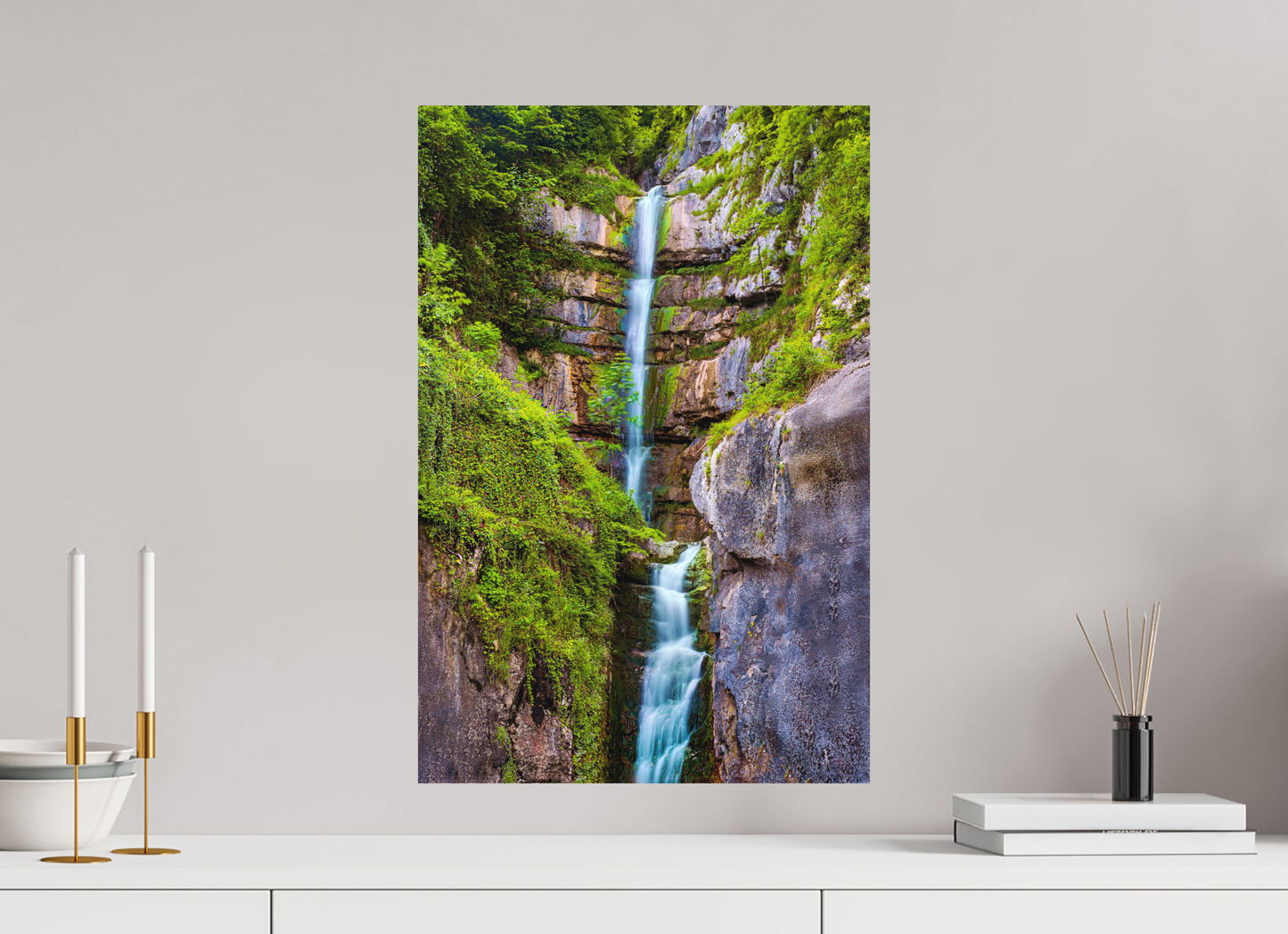 40 x 60 cm, Hahnemühle Photo Rag Bright White Wasserfall im Felsen