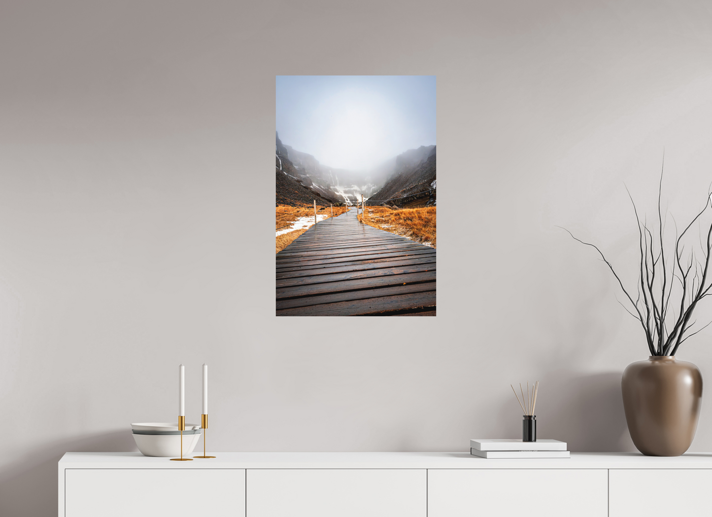 50 x 75 cm, Hahnemühle Photo Rag Bright White Hengifoss – Weg in den Nebel