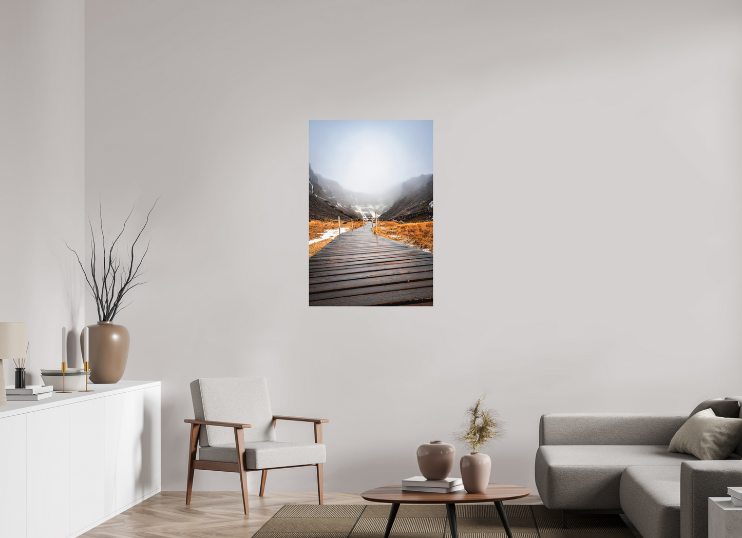 70 x 105 cm, Hahnemühle Photo Rag Bright White Hengifoss – Weg in den Nebel