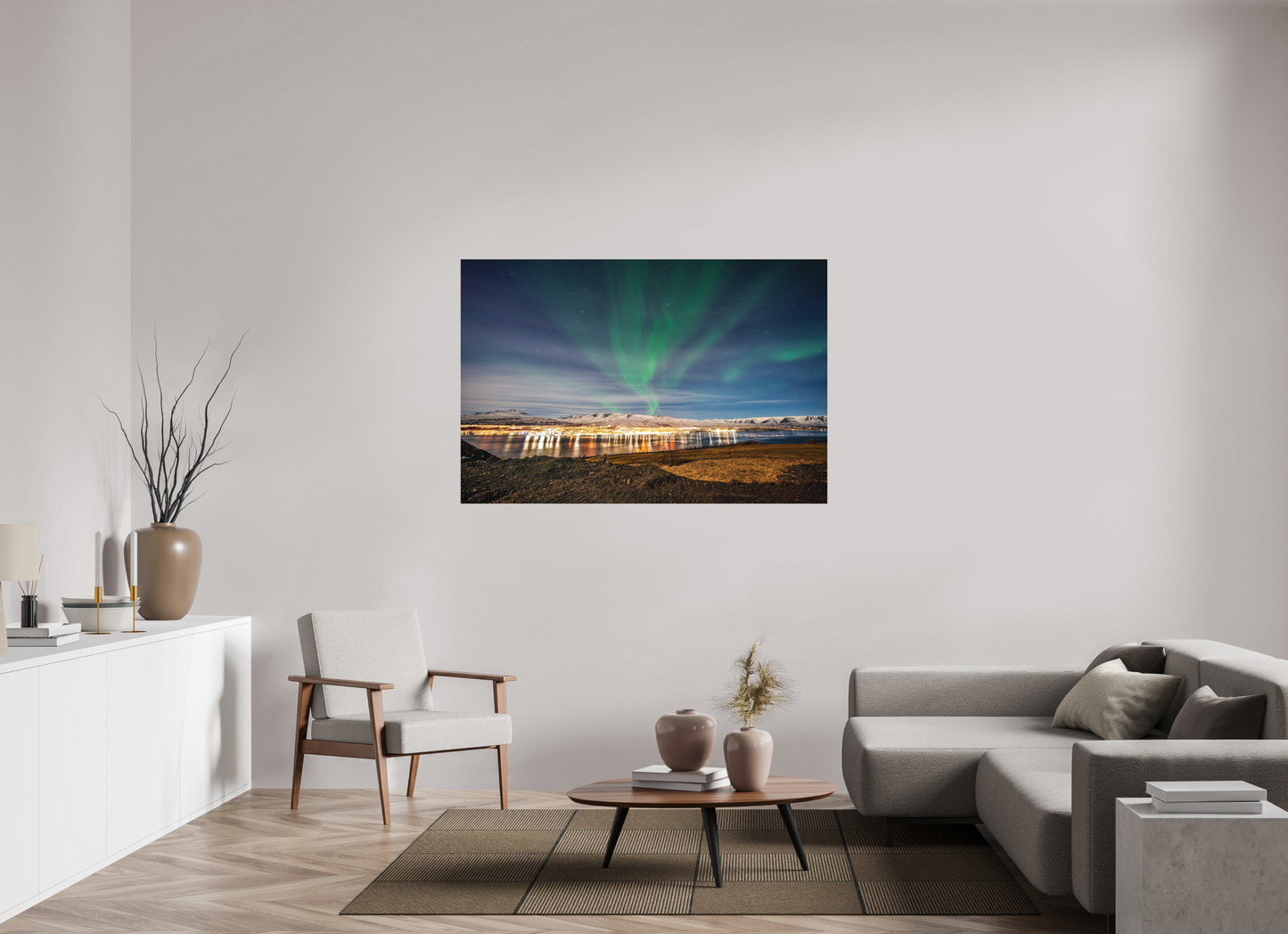 150 x 100 cm, Hahnemühle Photo Rag Bright White Nordlichter über Akureyri