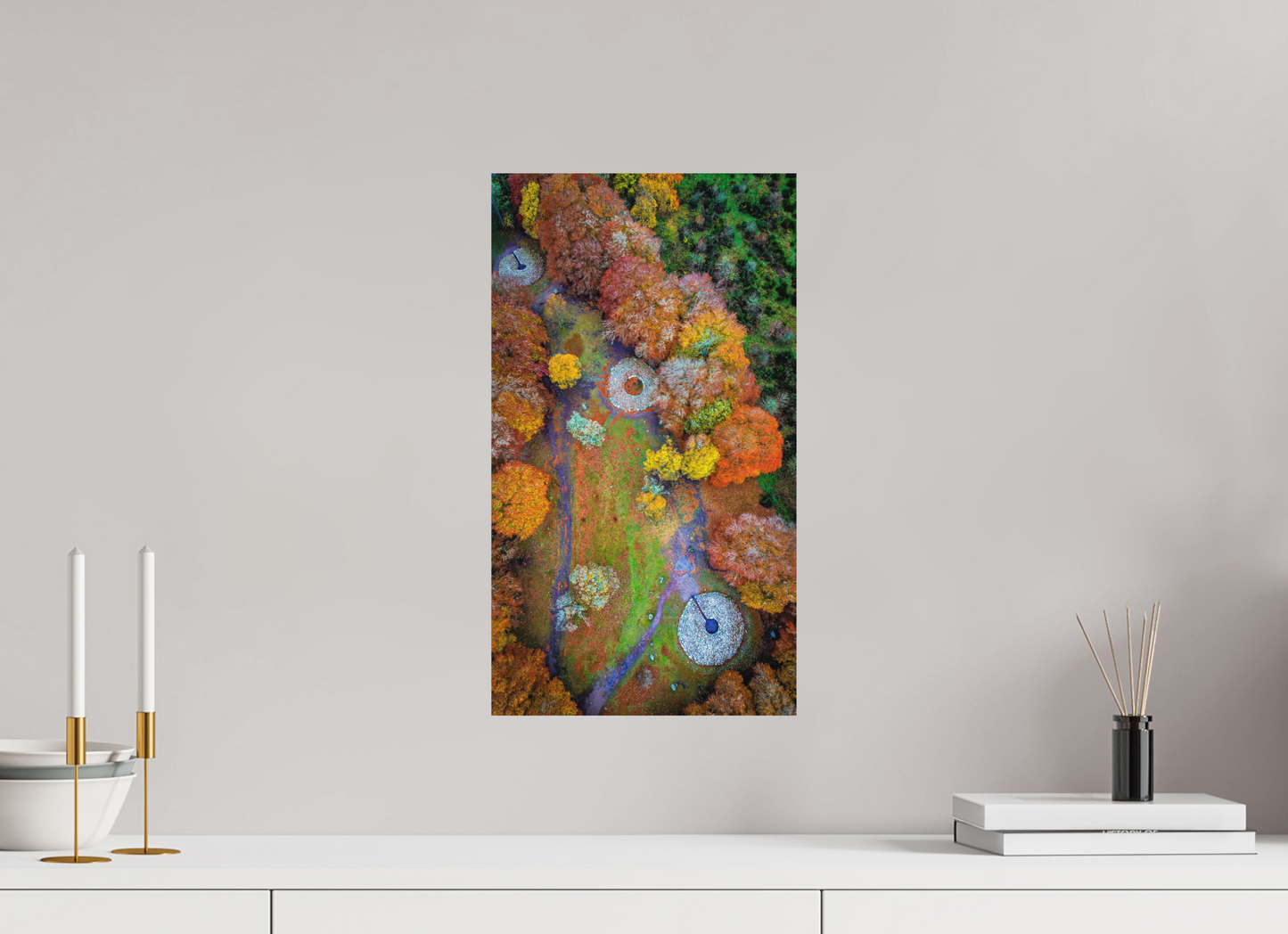 27 x 48 cm, Hahnemühle Photo Rag Bright White Herbstliche Steinkreise aus der Luft