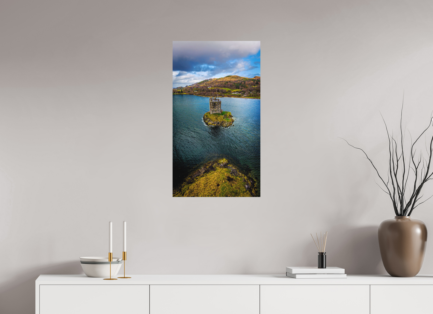 45 x 80 cm, Hahnemühle Photo Rag Bright White Castle Stalker – Einsamkeit im Loch Laich