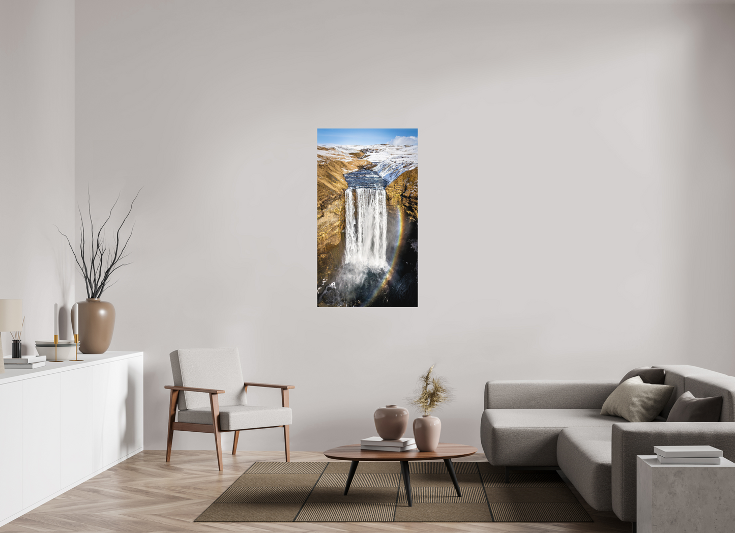 72 x 128 cm, Hahnemühle Photo Rag Bright White Regenbogen im Skógafoss