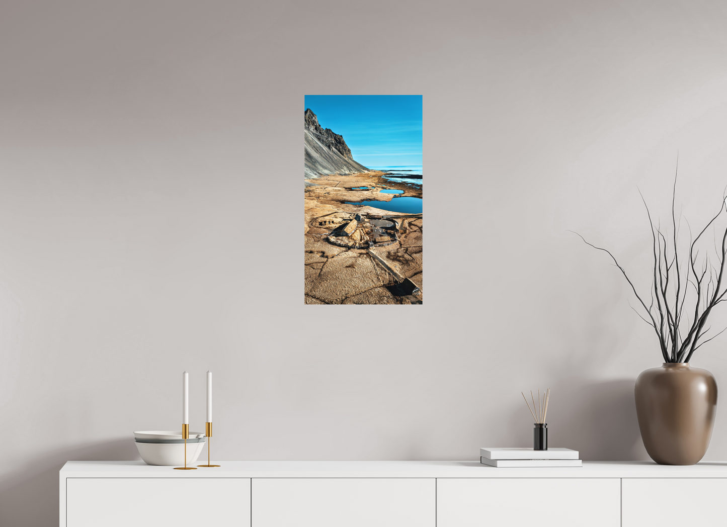 36 x 64 cm, Hahnemühle Photo Rag Bright White Wikingerdorf am Fuß des Vestrahorn