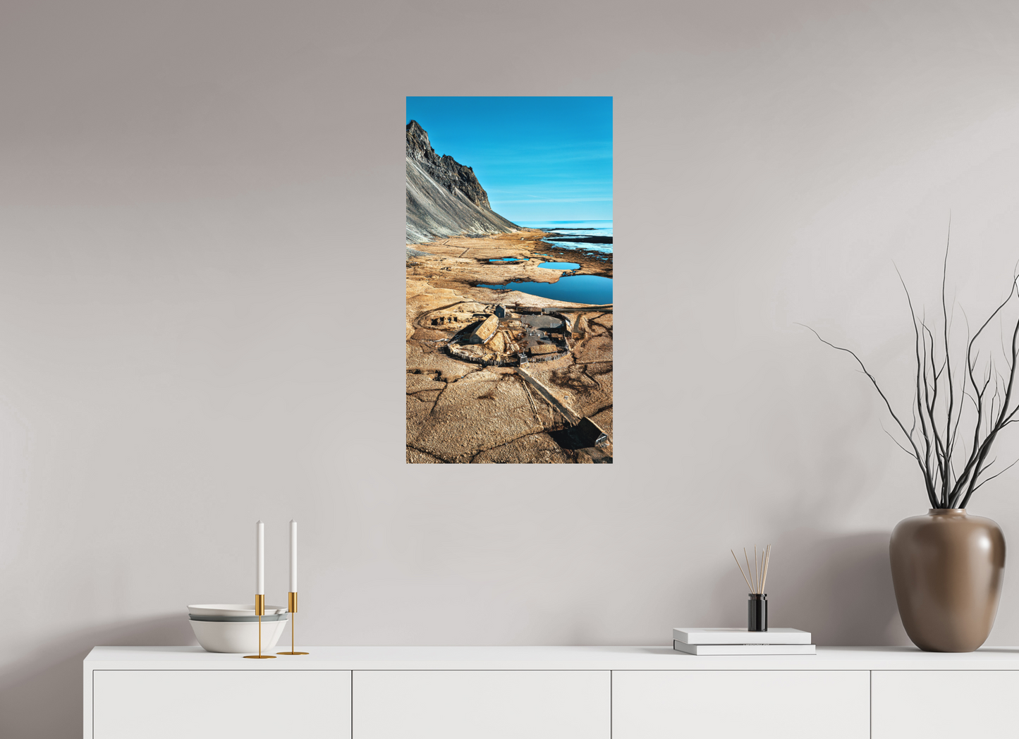 45 x 80 cm, Hahnemühle Photo Rag Bright White Wikingerdorf am Fuß des Vestrahorn