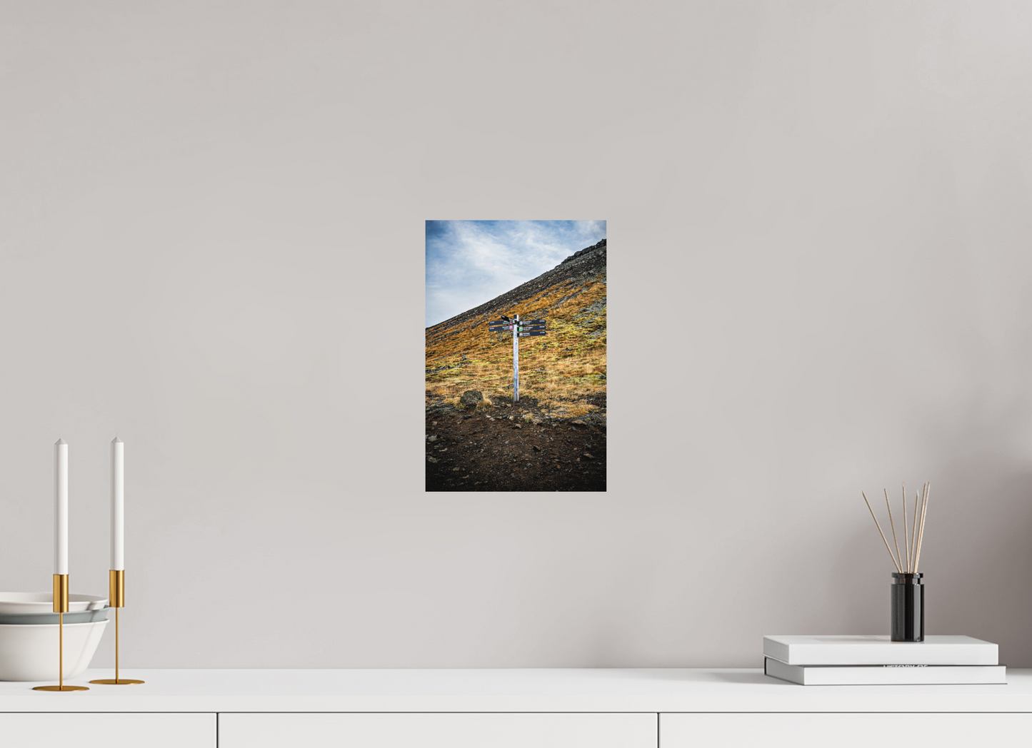 20 x 30 cm, Hahnemühle Photo Rag Bright White Wegweiser ins isländische Hochland