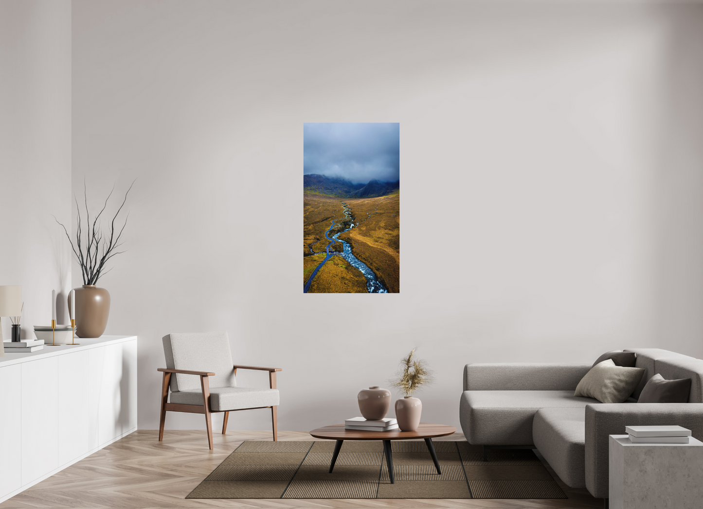 72 x 128 cm, Hahnemühle Photo Rag Bright White Flussadern im Nebel der Cuillin Mountains