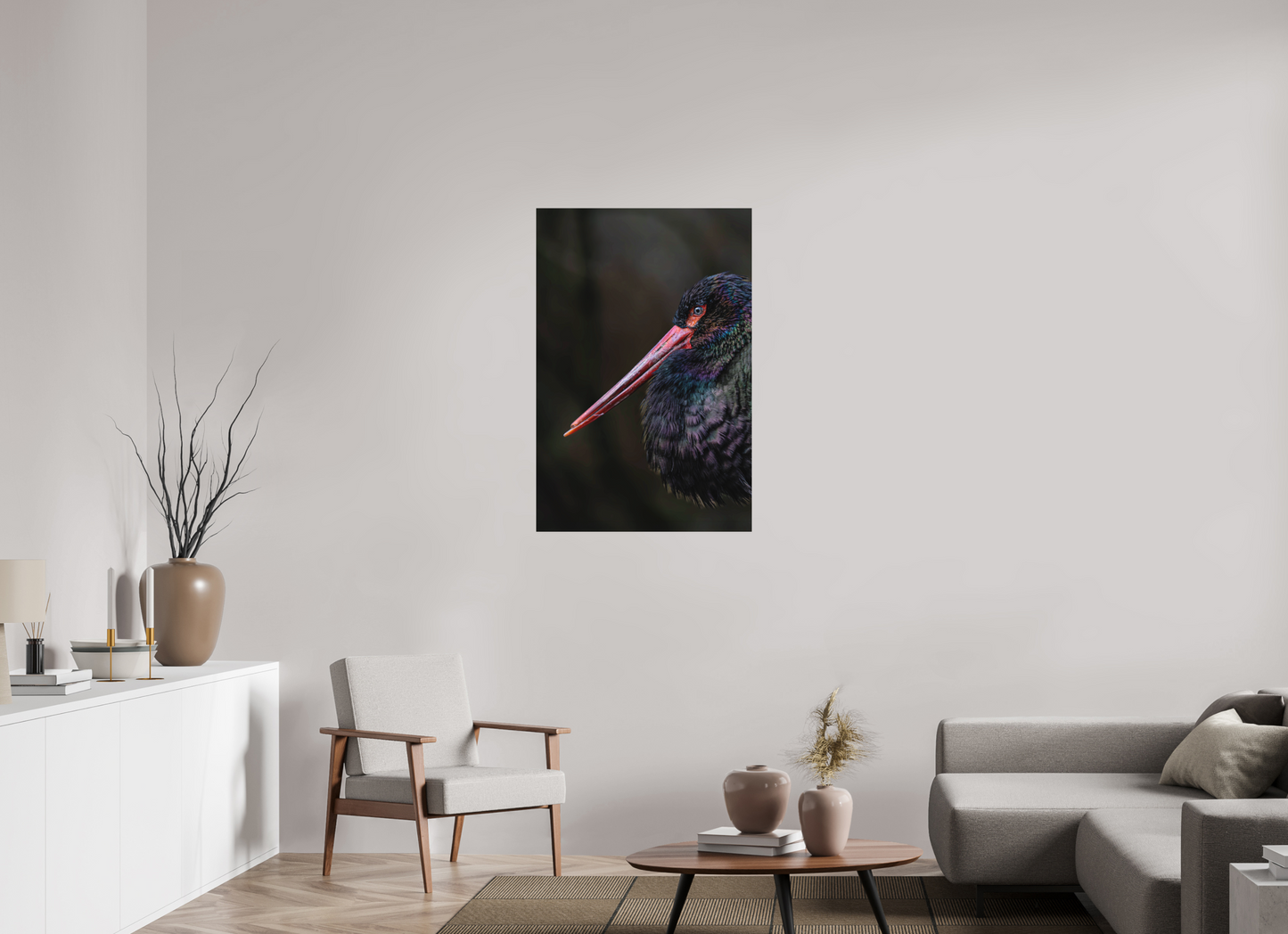 70 x 105 cm, Hahnemühle Photo Rag Bright White Stille Eleganz des Schwarzstorches