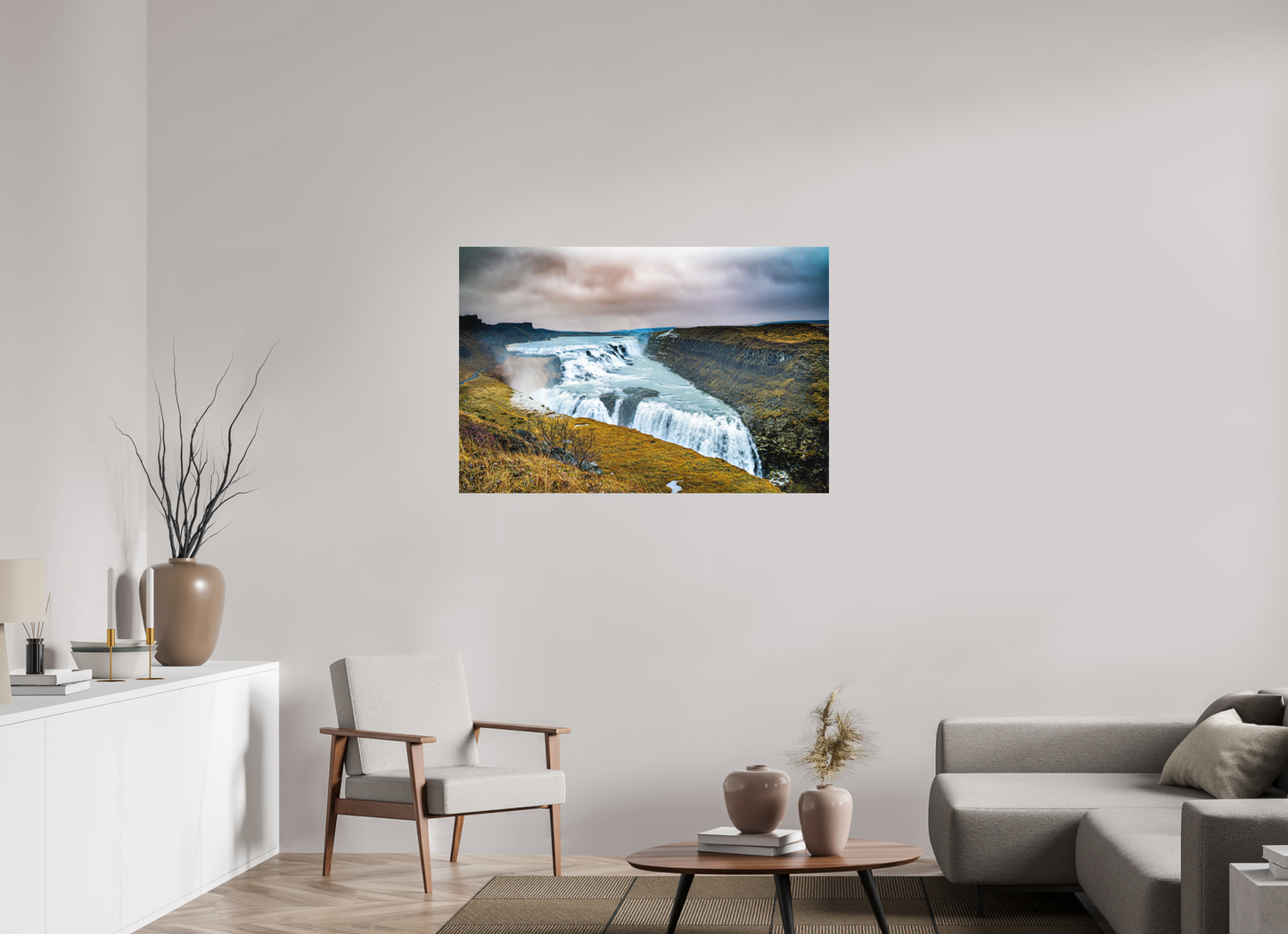 120 x 80 cm, Hahnemühle Photo Rag Bright White Gullfoss – Kraft der zwei Stufen