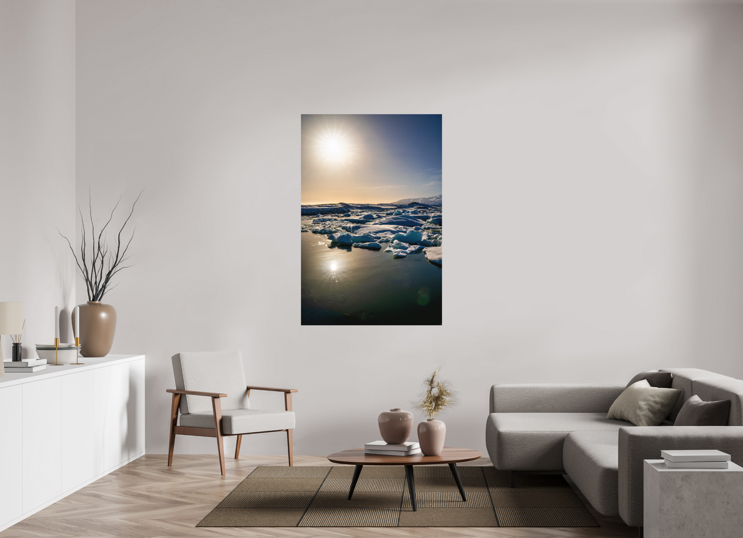 100 x 150 cm, Hahnemühle Photo Rag Bright White Sonnenaufgang über der Gletscherlagune