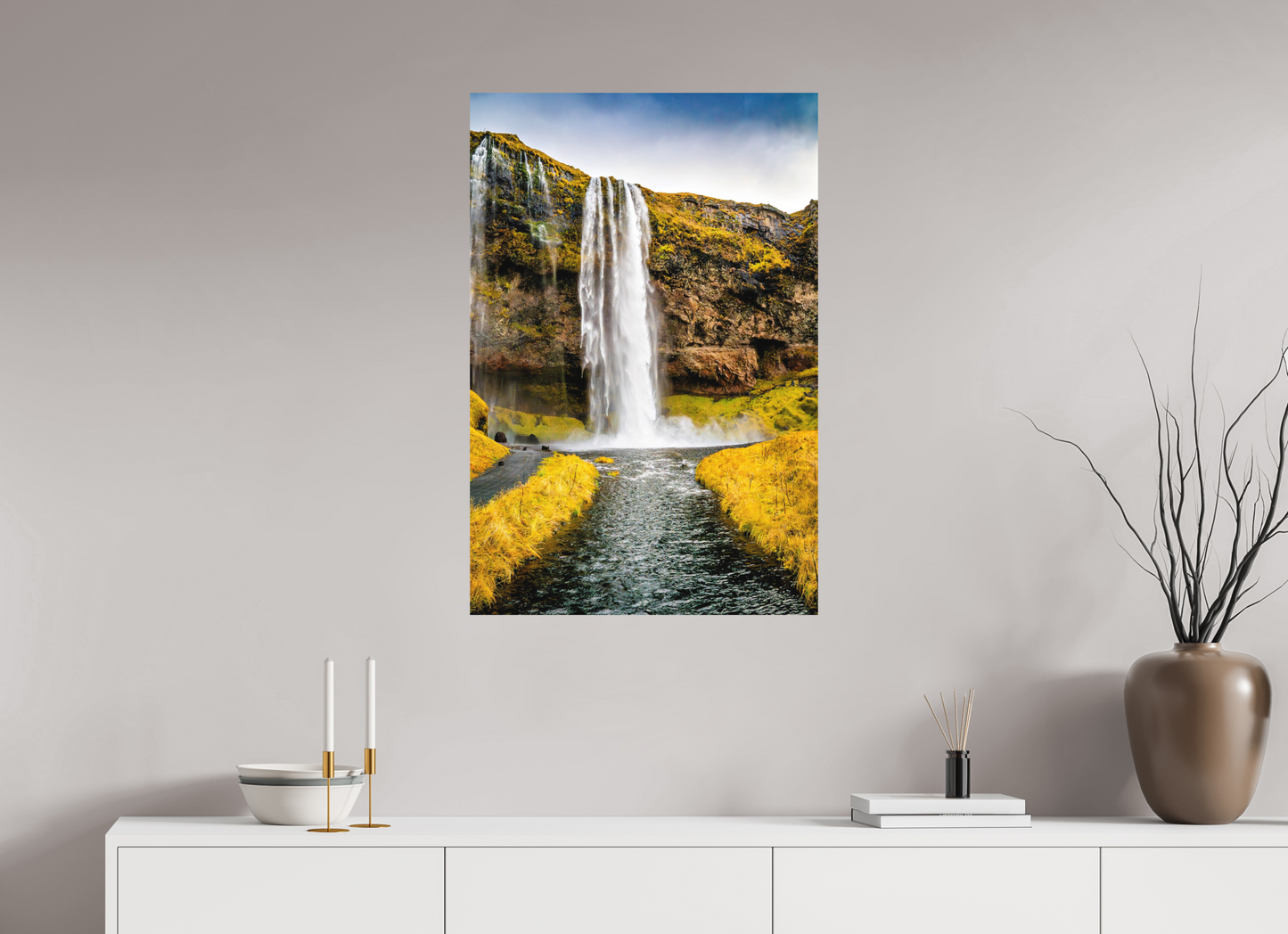 60 x 90 cm, Hahnemühle Photo Rag Bright White Seljalandsfoss – Vorhang aus Wasser