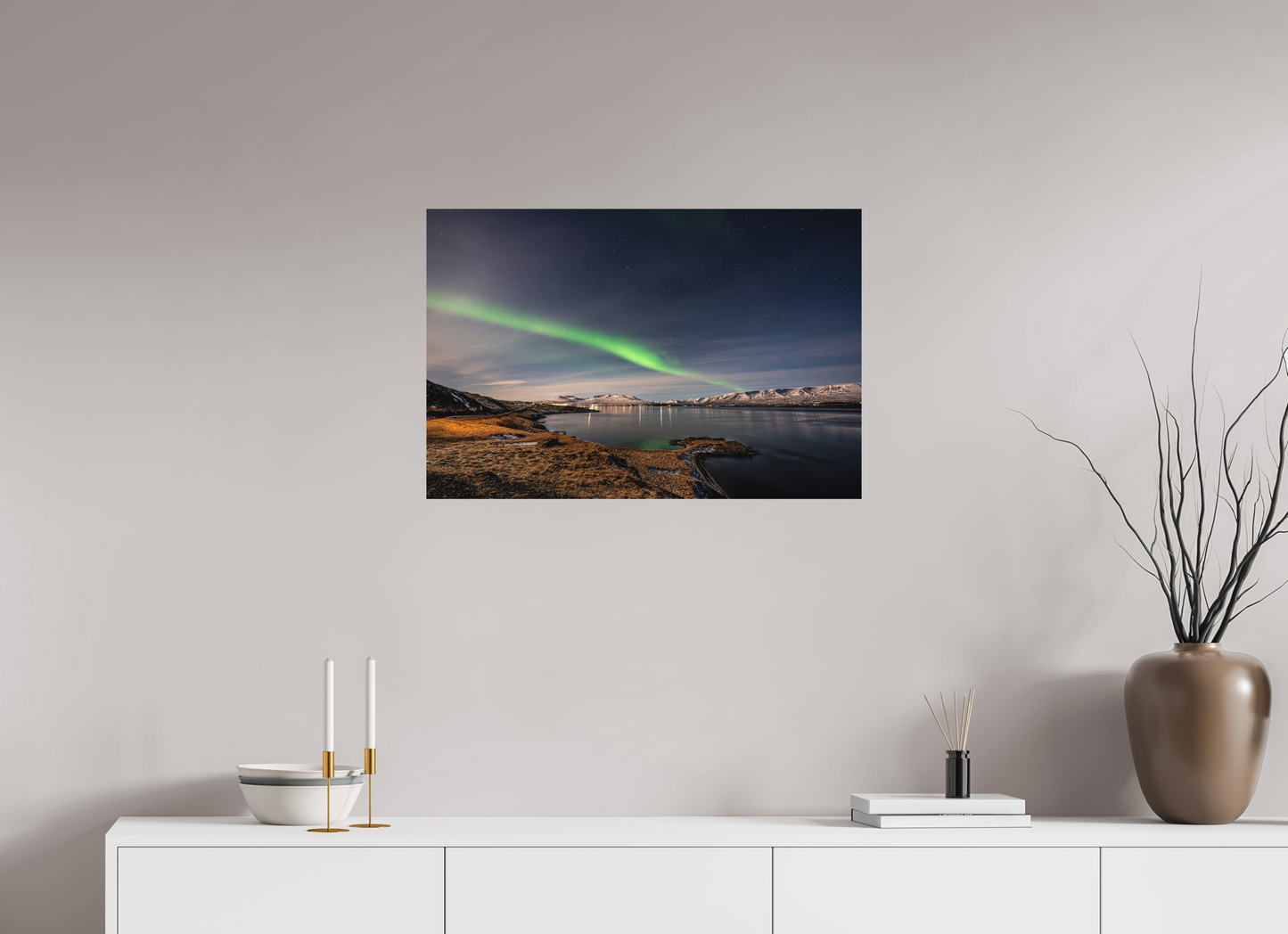 75 x 50 cm, Hahnemühle Photo Rag Bright White Aurora über dem Eyjafjörður