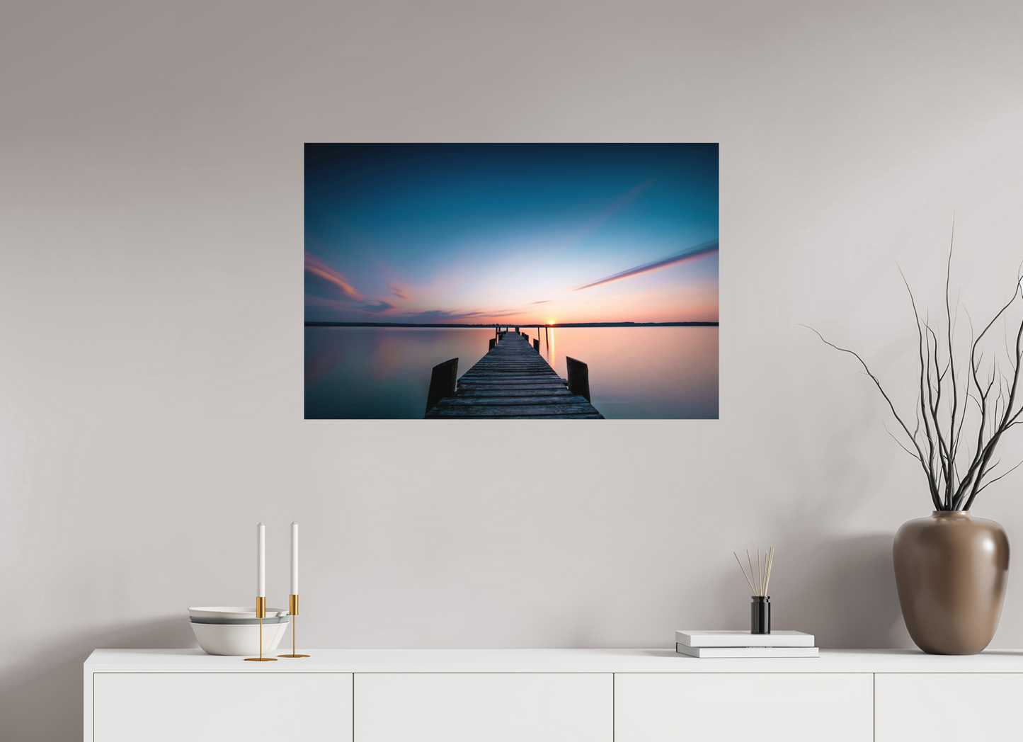 90 x 60 cm, Hahnemühle Photo Rag Bright White Sonnenuntergang am Ammersee