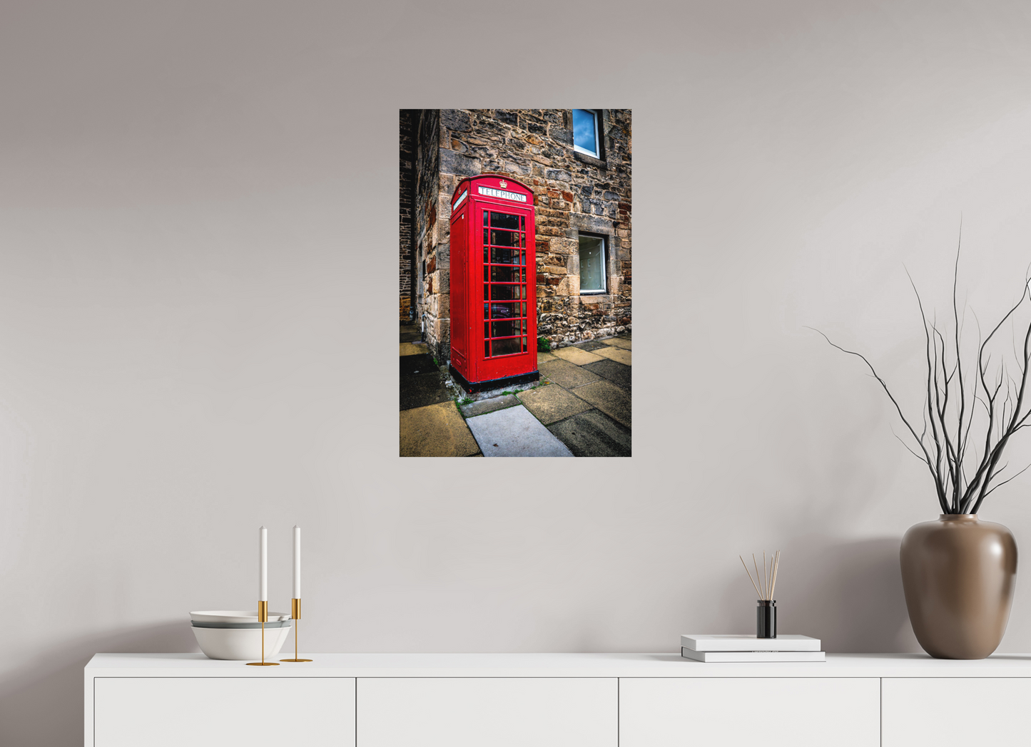 50 x 75 cm, Hahnemühle Photo Rag Bright White Red Phonebox in Edinburgh