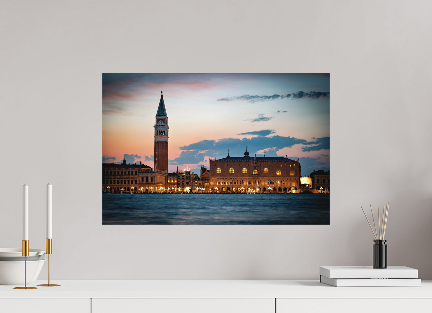 60 x 40 cm, Hahnemühle Photo Rag Bright White Venedig bei Nacht – Piazza San Marco