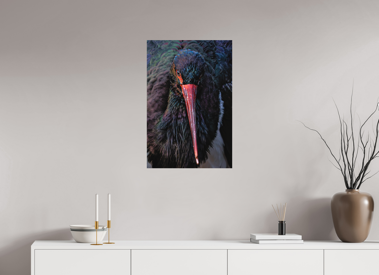 50 x 75 cm, Hahnemühle Photo Rag Bright White Blick des Schwarzstorches