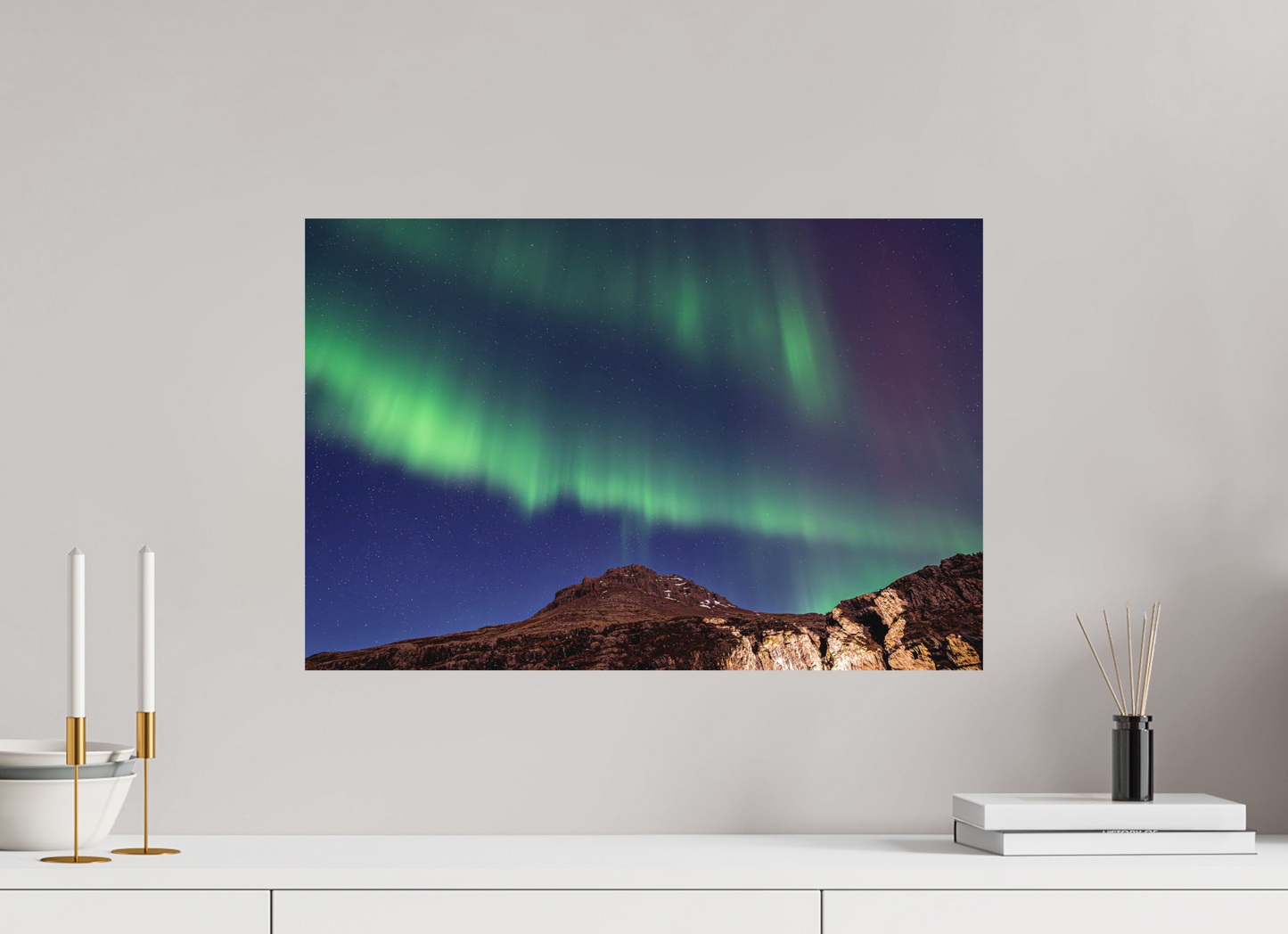 60 x 40 cm, Hahnemühle Photo Rag Bright White Aurora über den Ostfjorden