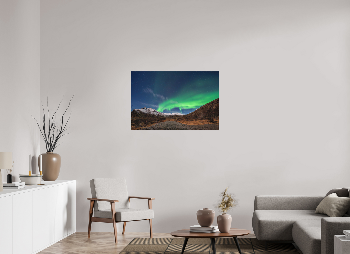 105 x 70 cm, Hahnemühle Photo Rag Bright White Aurora über Höfn – Tor zum Vatnajökull