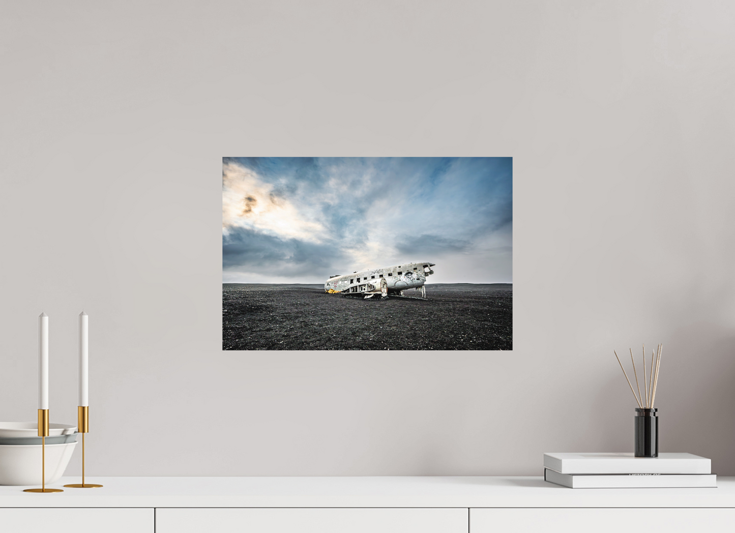45 x 30 cm, Hahnemühle Photo Rag Bright White DC-3 Wrack am Sólheimasandur