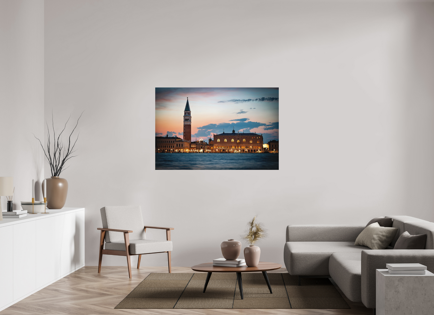 150 x 100 cm, Hahnemühle Photo Rag Bright White Venedig bei Nacht – Piazza San Marco