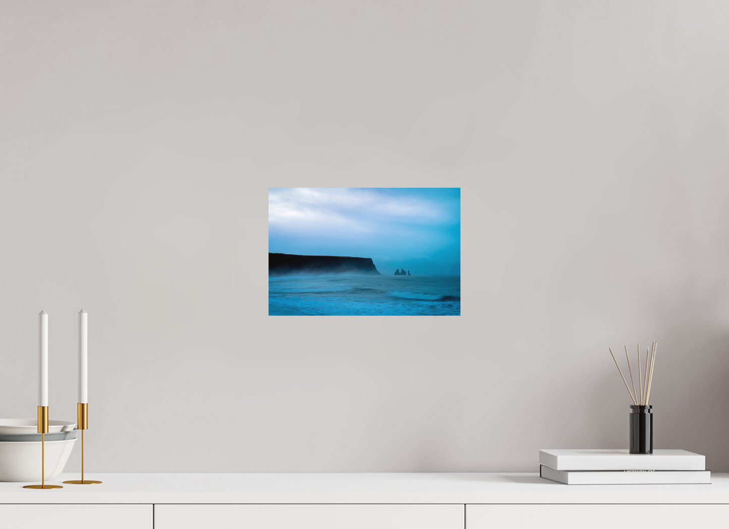 30 x 20 cm, Hahnemühle Photo Rag Bright White Reynisdrangar im blauen Morgennebel