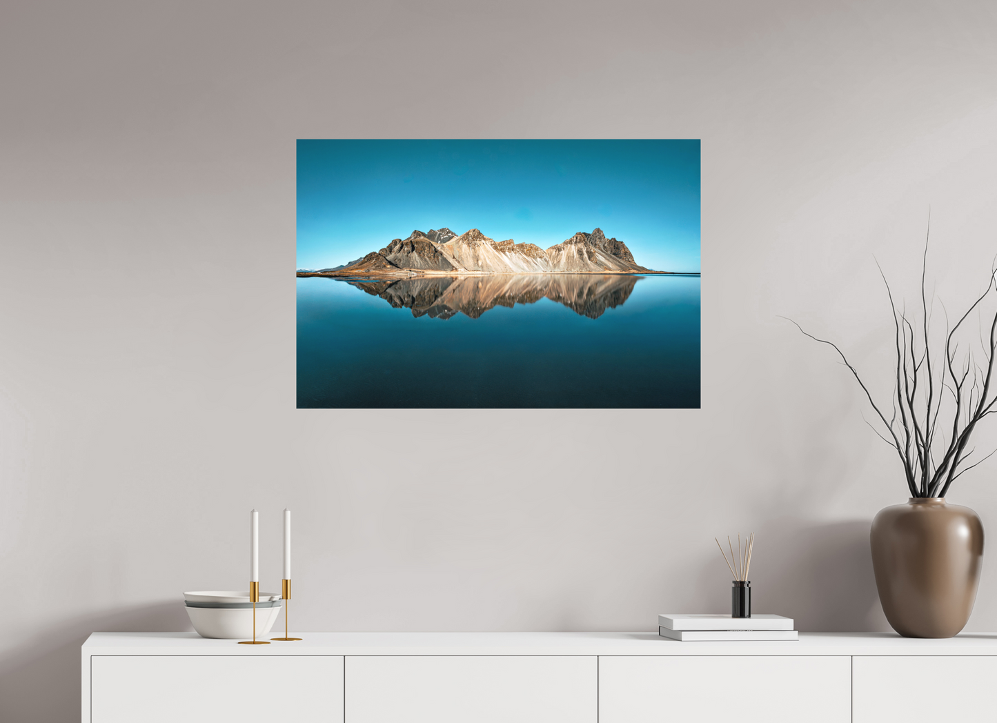 90 x 60 cm, Hahnemühle Photo Rag Bright White Vestrahorn Spiegelung