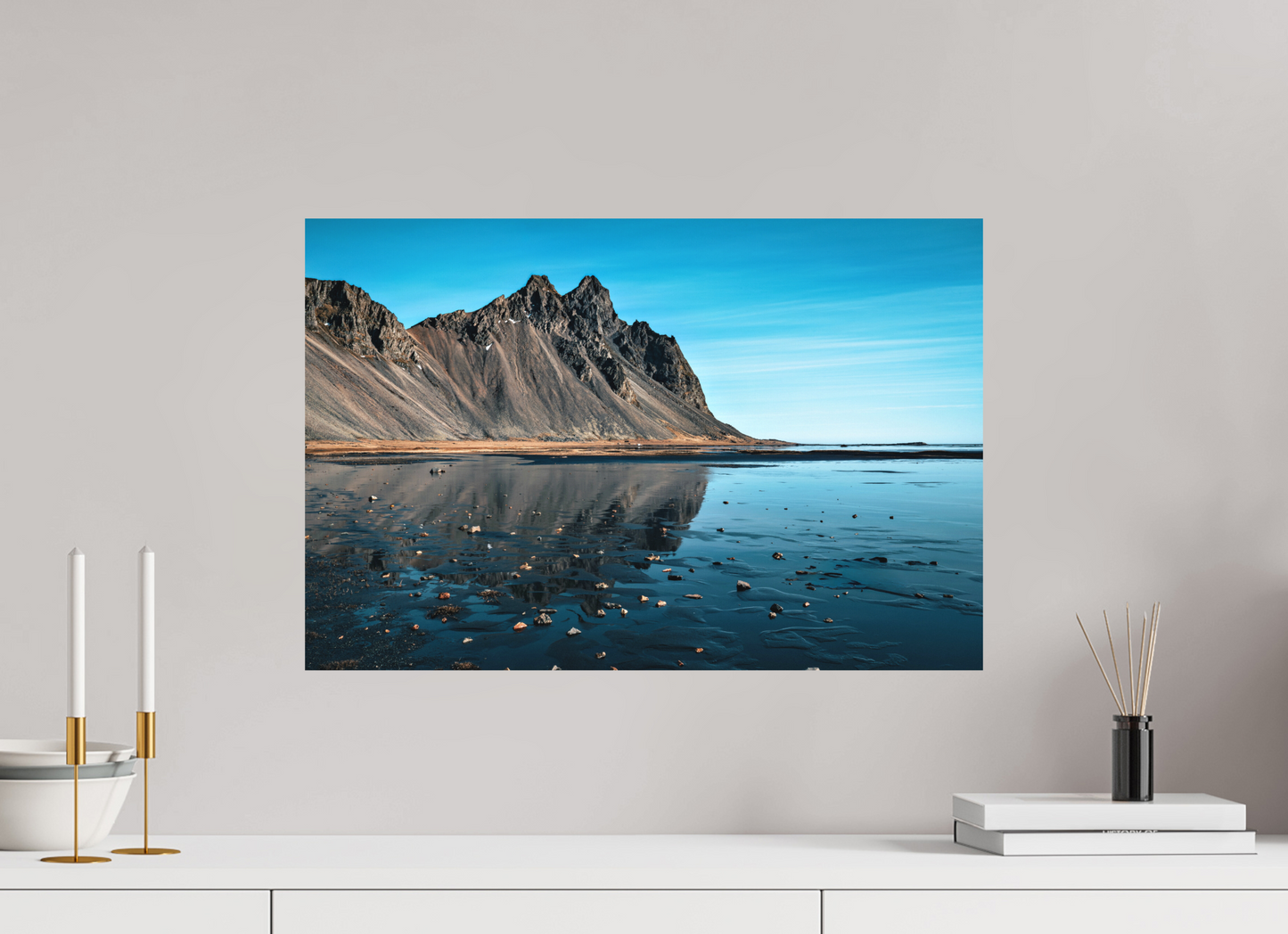 60 x 40 cm, Hahnemühle Photo Rag Bright White Spiegelberg über schwarzem Sand